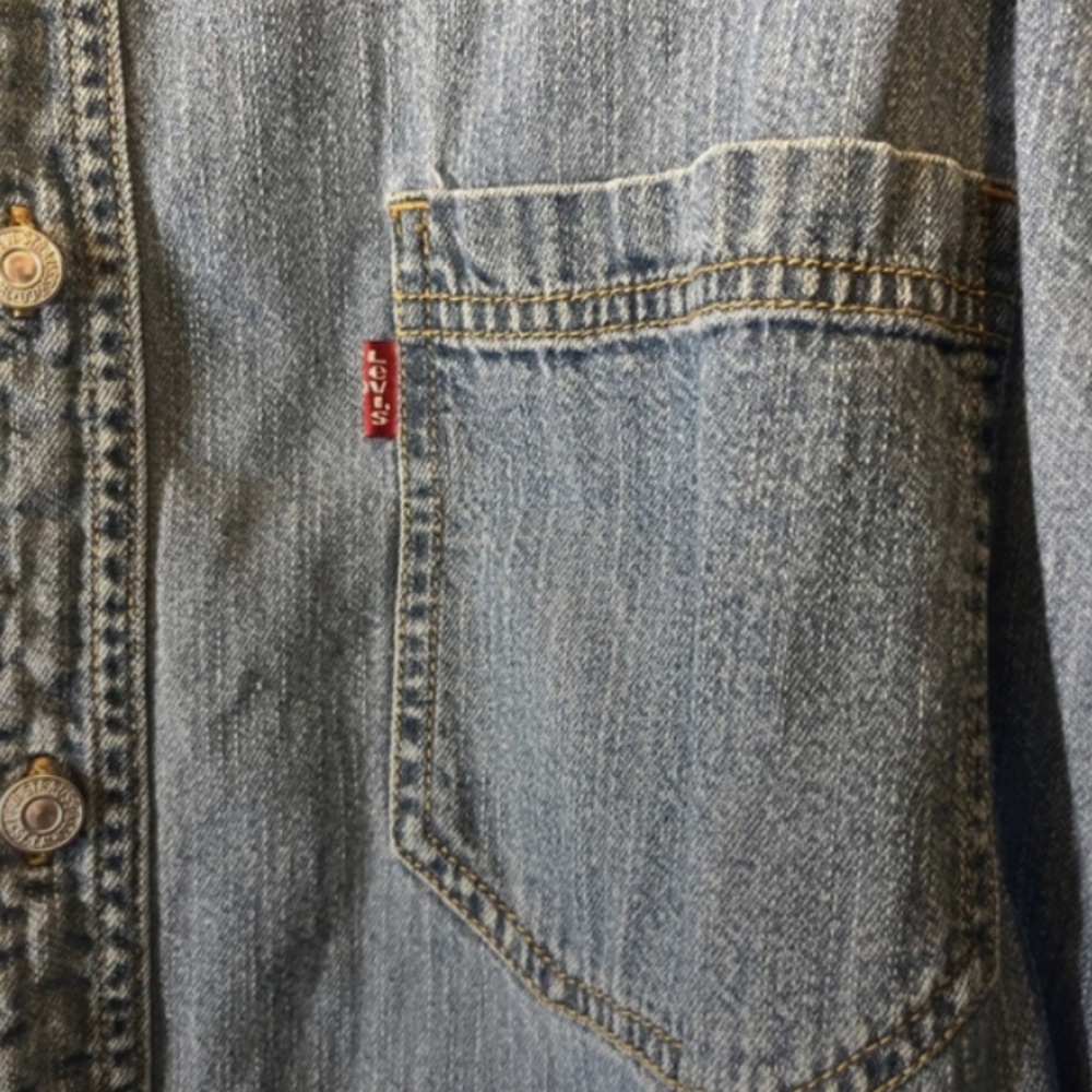 Vintage Levi's Shirt Men Size L 90's Metal Button Denim Red Tab Workwear Y2K - Picture 3 of 6